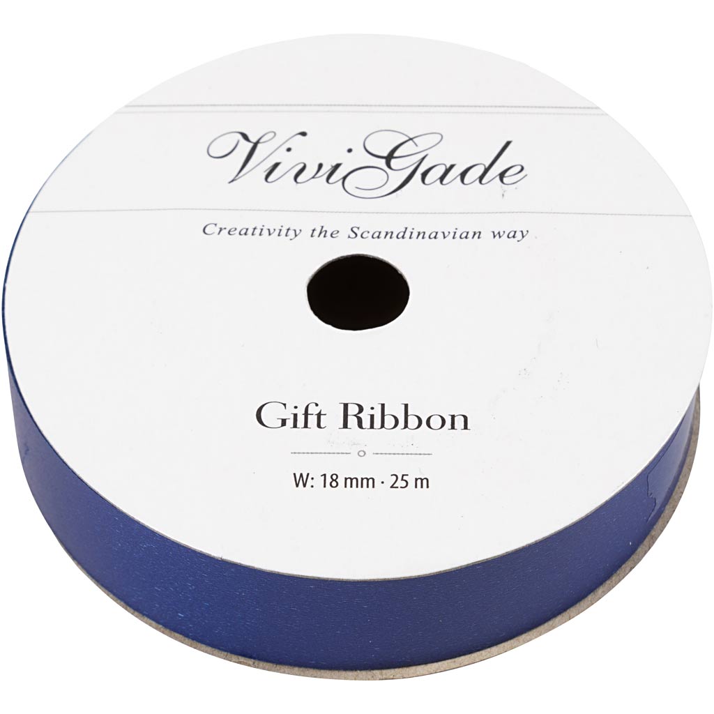 Ruban cadeau Vivi Gade, L: 18 mm, mat, bleu, 25 m 1 rouleau
