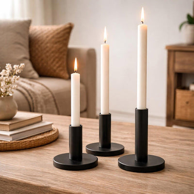Boltze home bougeoir set malko 3 pièces noir