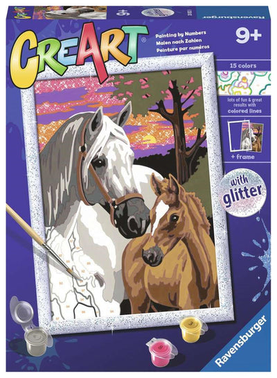 Ravensburger Creart peinture au nombre de chevaux de coucher du soleil