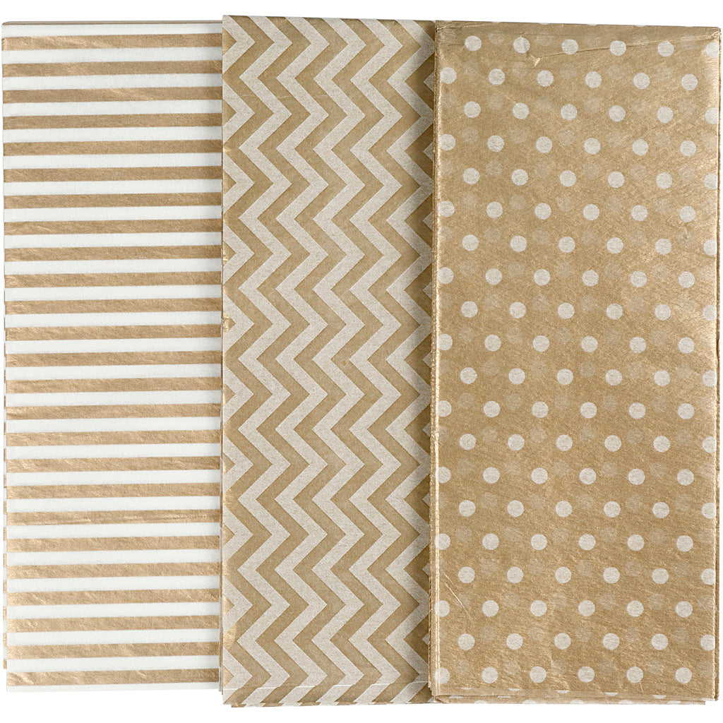 Papier de soie Creativ company, feuille 50x70 cm, 17 gr, or, 6 feuilles 1 boîte