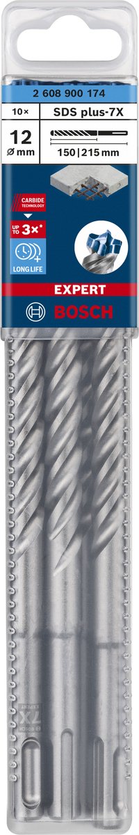 Bosch expert sds plus-7x marteau perforateur 12 x 150 x 215 mm, 10 pièces