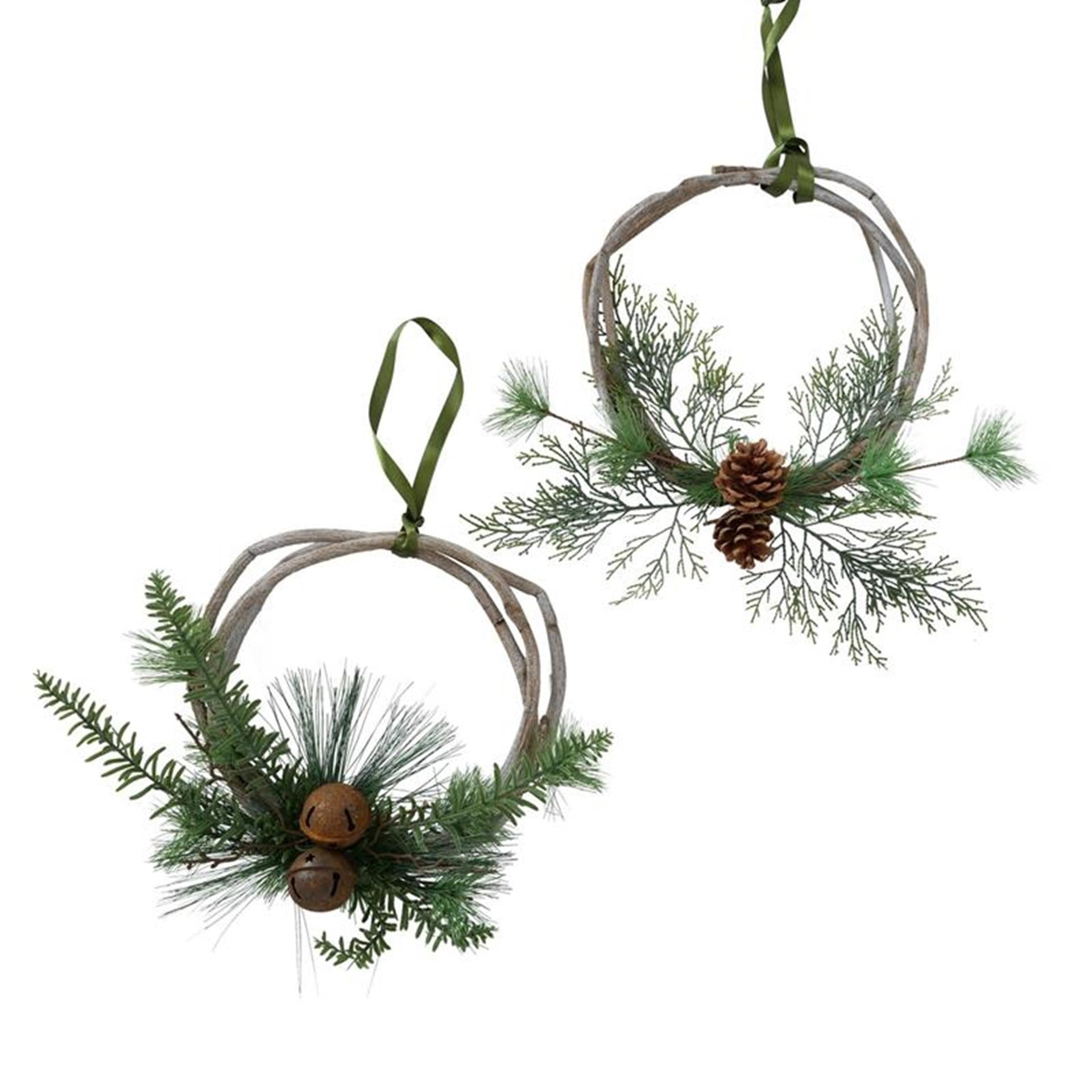 Couronne de maison Boltze avec branche de pin h35cm