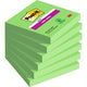 Notes autocollantes post-it 6 x 90 feuilles 76 x 76 mm vierges vert