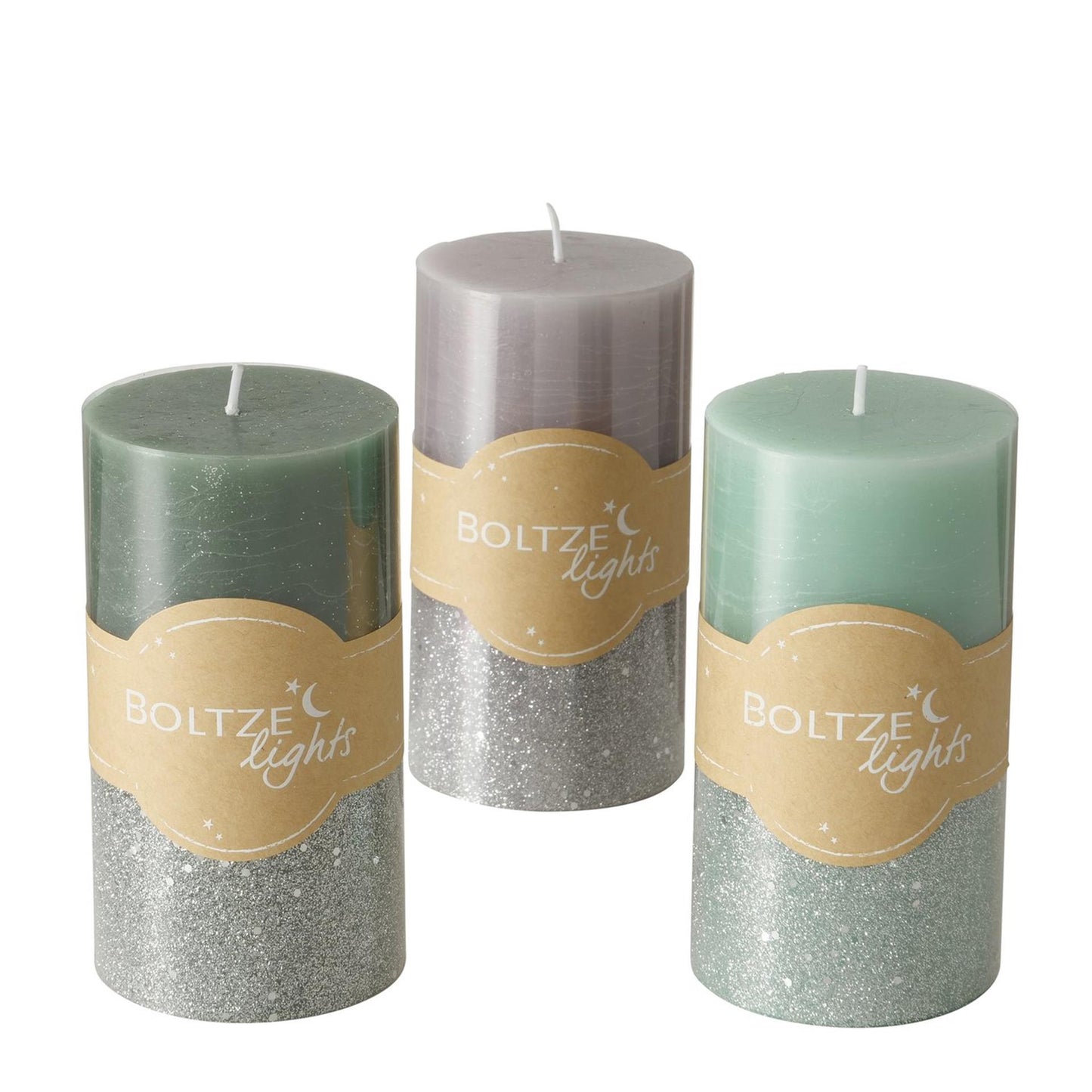 Boltze home bougie pilier mariza ø7xh13cm, gris