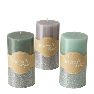 Boltze home bougie pilier mariza ø7xh13cm, gris