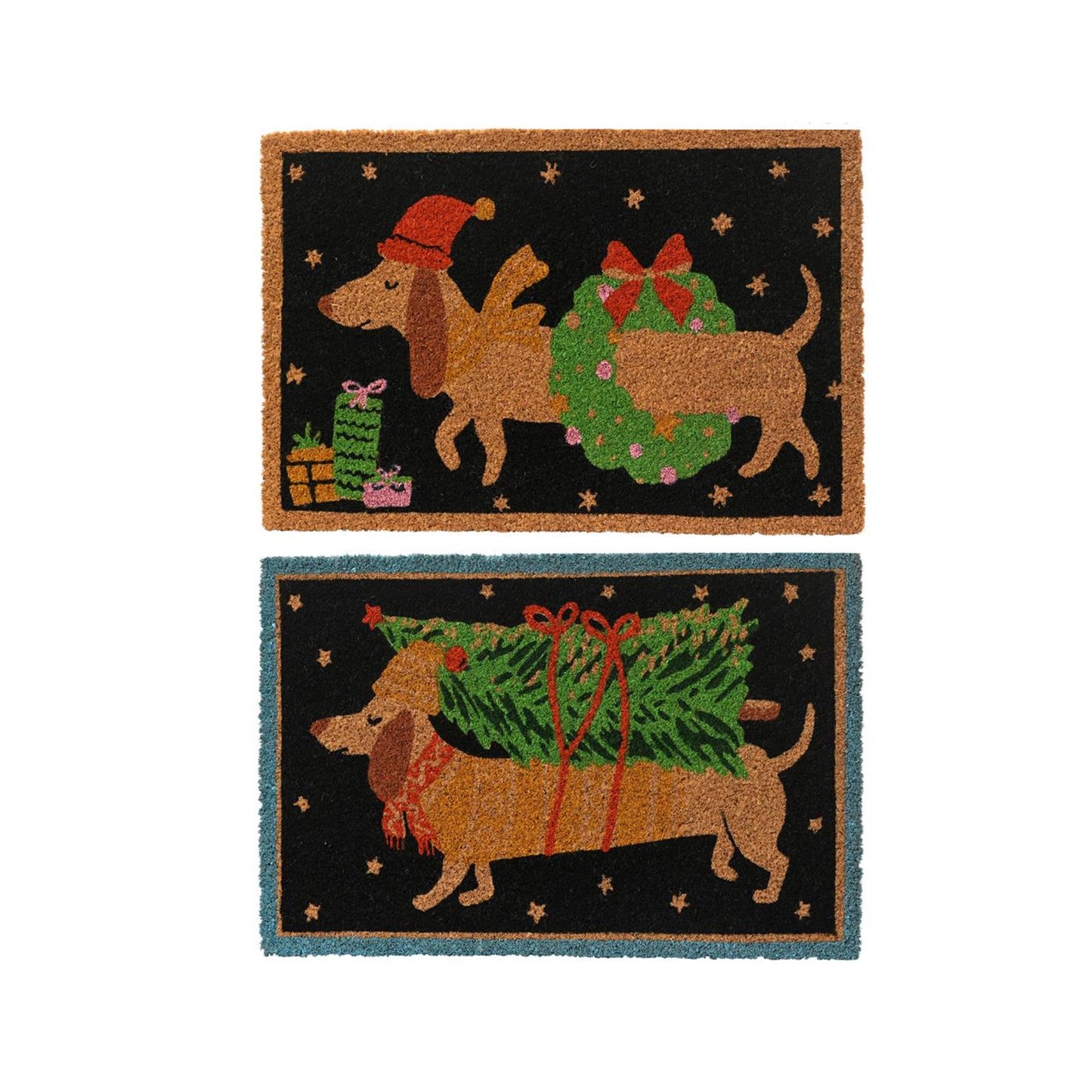 Paillasson Decoris teckel fibre de coco l.60cm x l.40cm x h.1,5cm 2 assortis