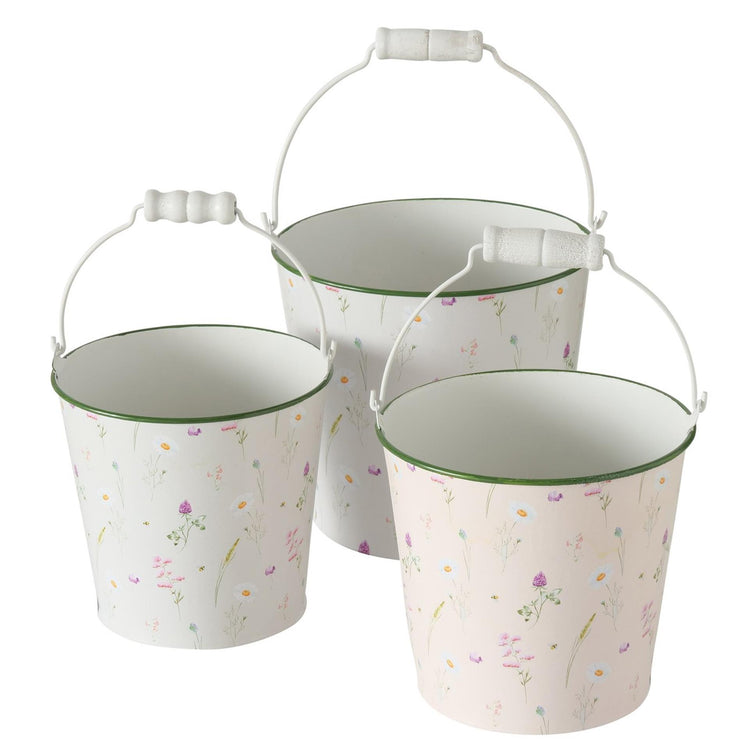 Boltze home seau joursa ensemble 3 pièces h12 13 14cm blanc