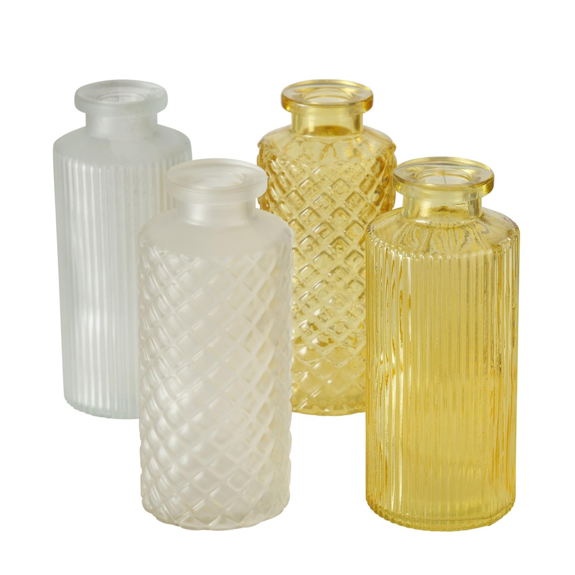 Boltze home vase panja jaune ensemble 4 pièces h14cm