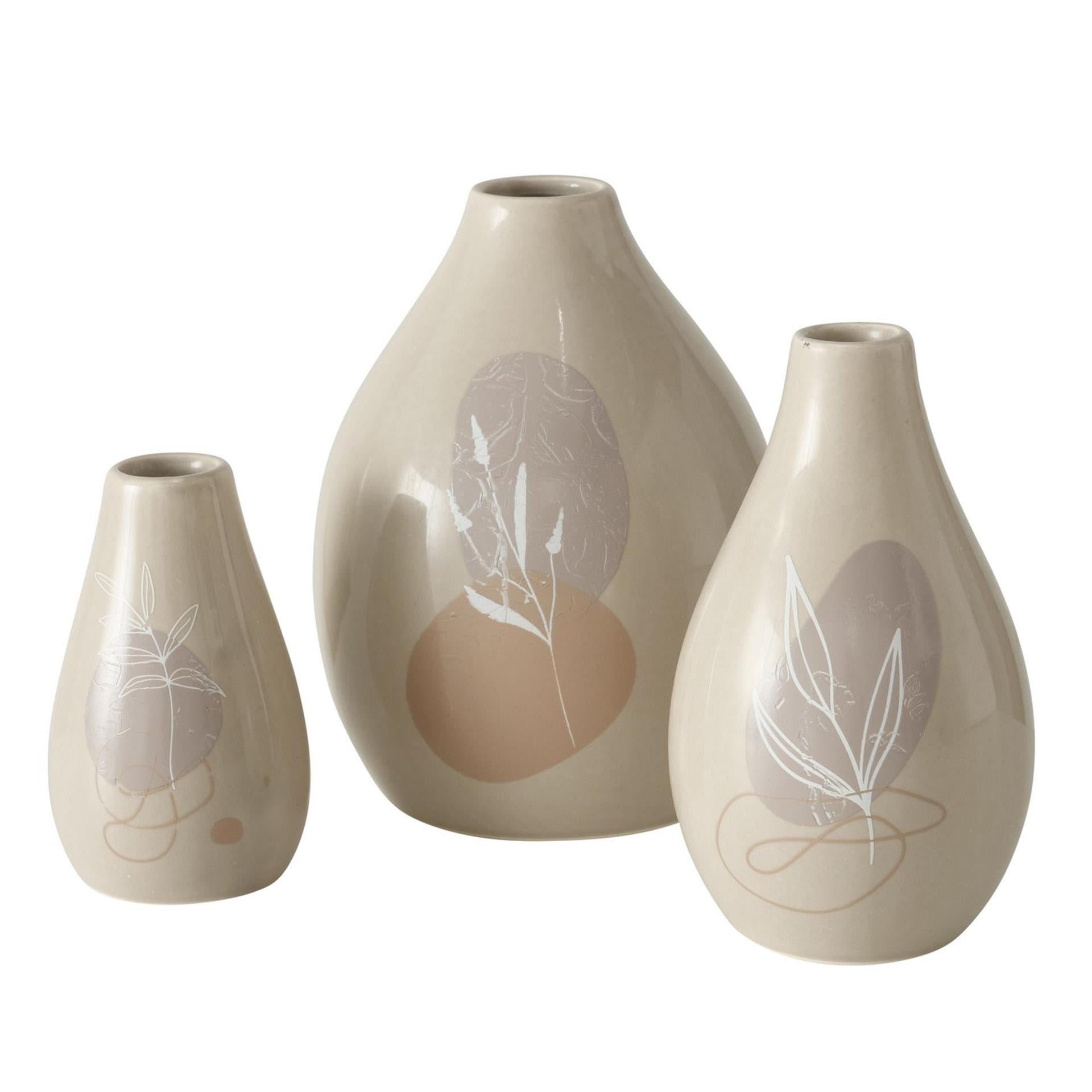 Boltze home vase stona faïence set a 3 h8 11 12cm