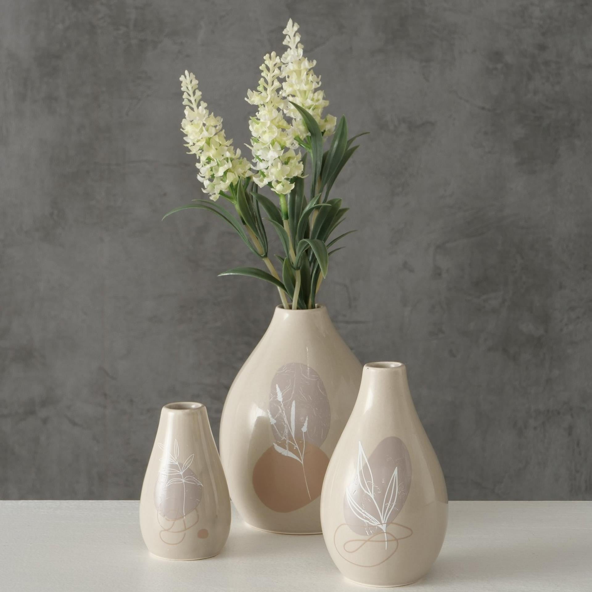 Boltze home vase stona faïence set a 3 h8 11 12cm