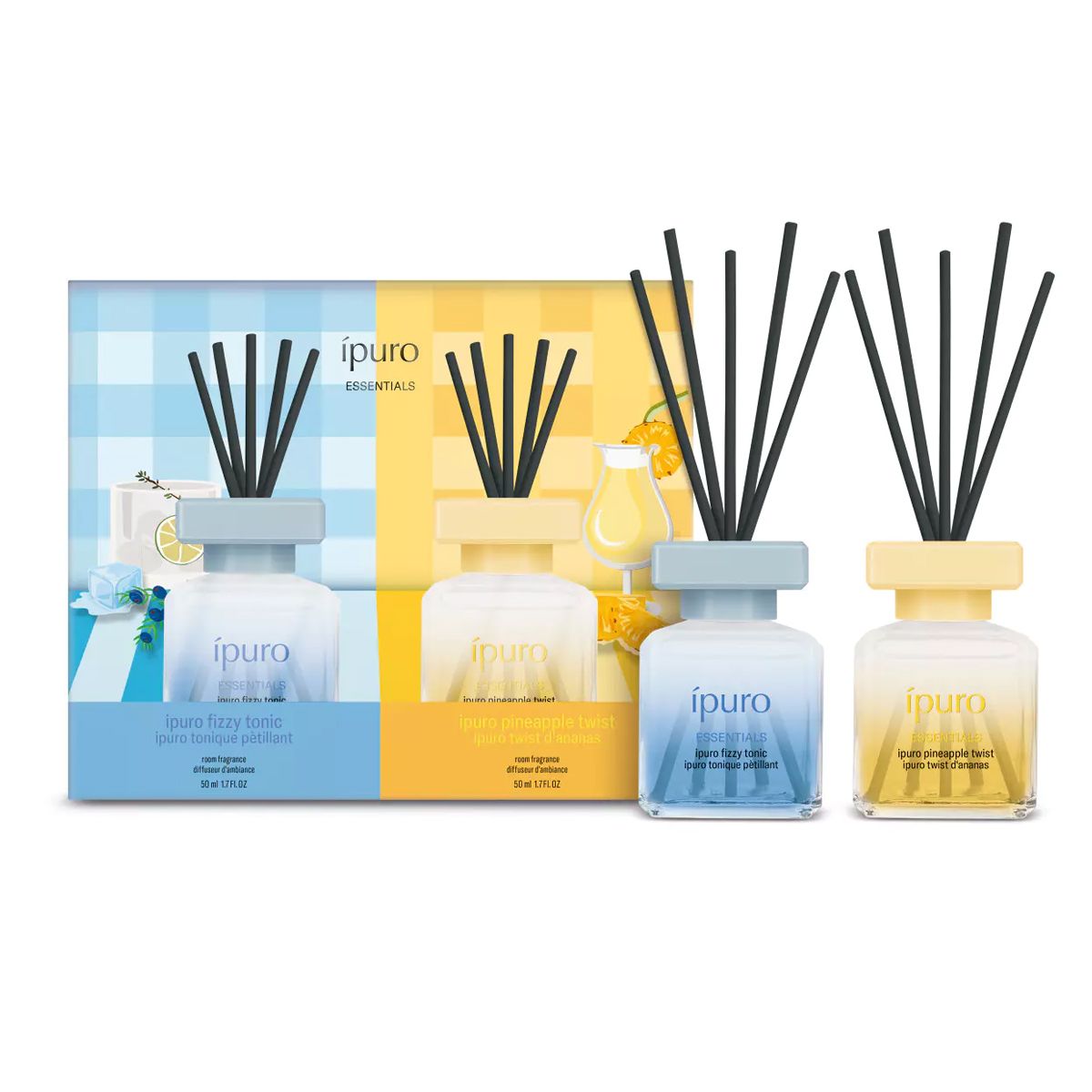 Ipuro coffret diffuseur de parfum ananas twist pétillant tonique 2x50ml