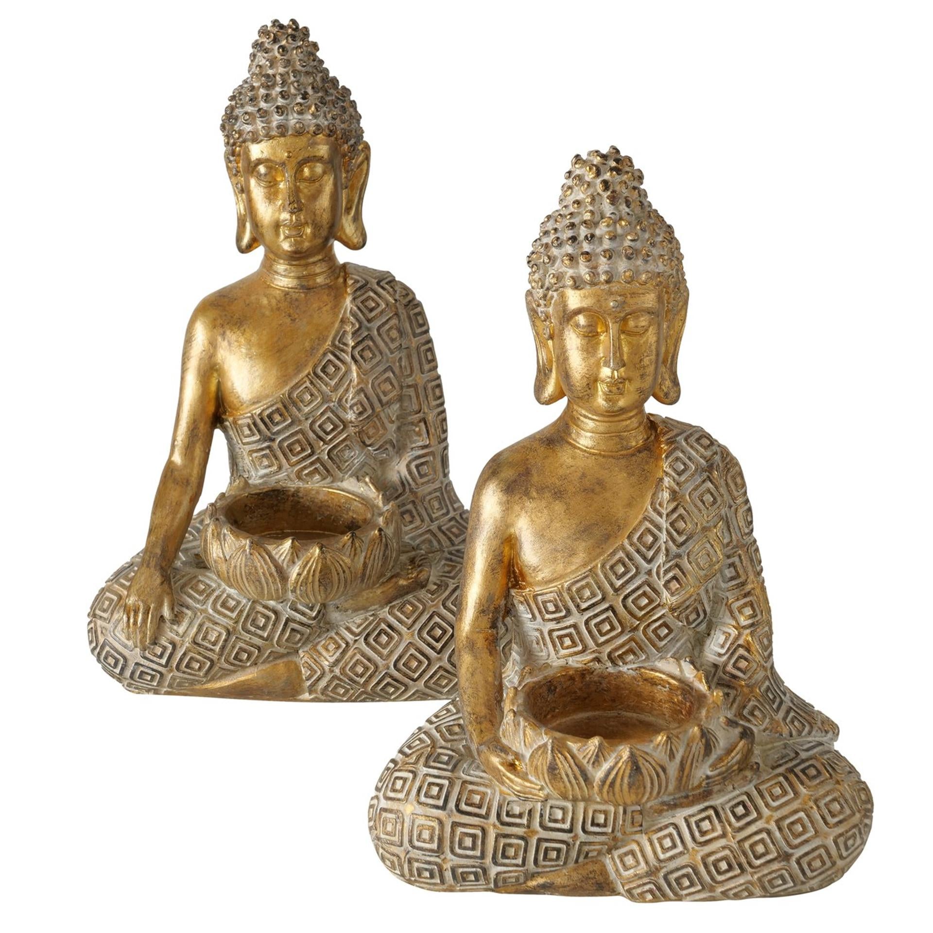 Boltze home photophore bouddha 14x10xh21cm or