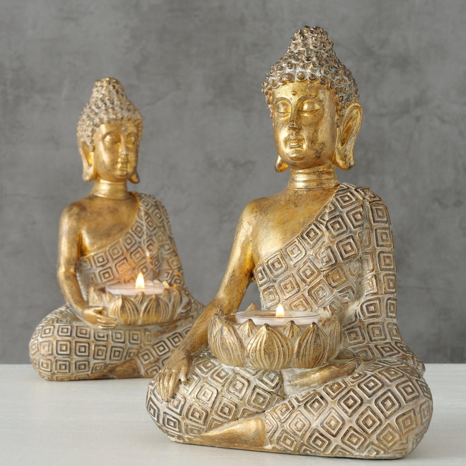 Boltze home photophore bouddha 14x10xh21cm or