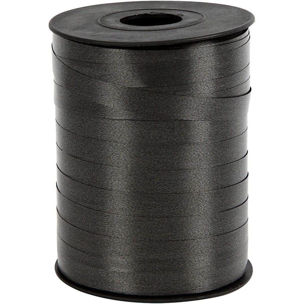 Ruban cadeau d'entreprise Creativ, L: 10 mm, brillant, noir, 250 m 1 rouleau