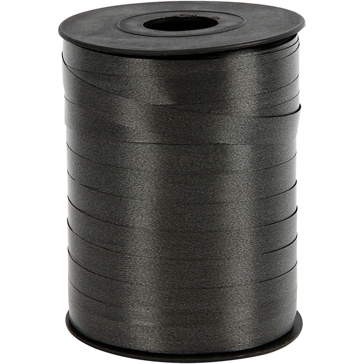 Ruban cadeau d'entreprise Creativ, L: 10 mm, brillant, noir, 250 m 1 rouleau