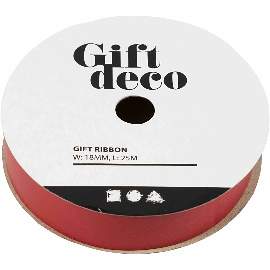 Ruban cadeau Vivi Gade, l: 18 mm, rouge, 25 m 1 rouleau
