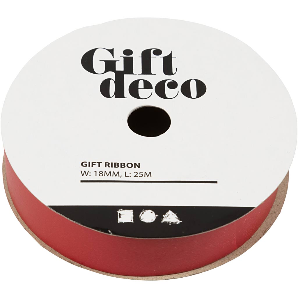 Ruban cadeau Vivi Gade, l: 18 mm, rouge, 25 m 1 rouleau