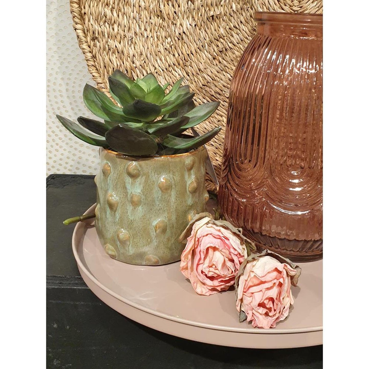 HBx natural living branche décorative rose 45cm rouge