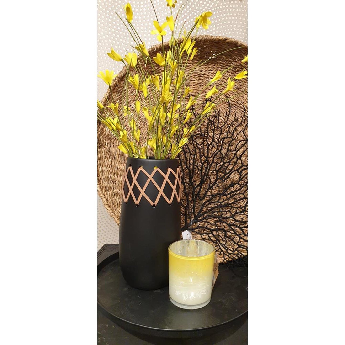 Hbx natural living photophore tournesol ø7xh8cm jaune