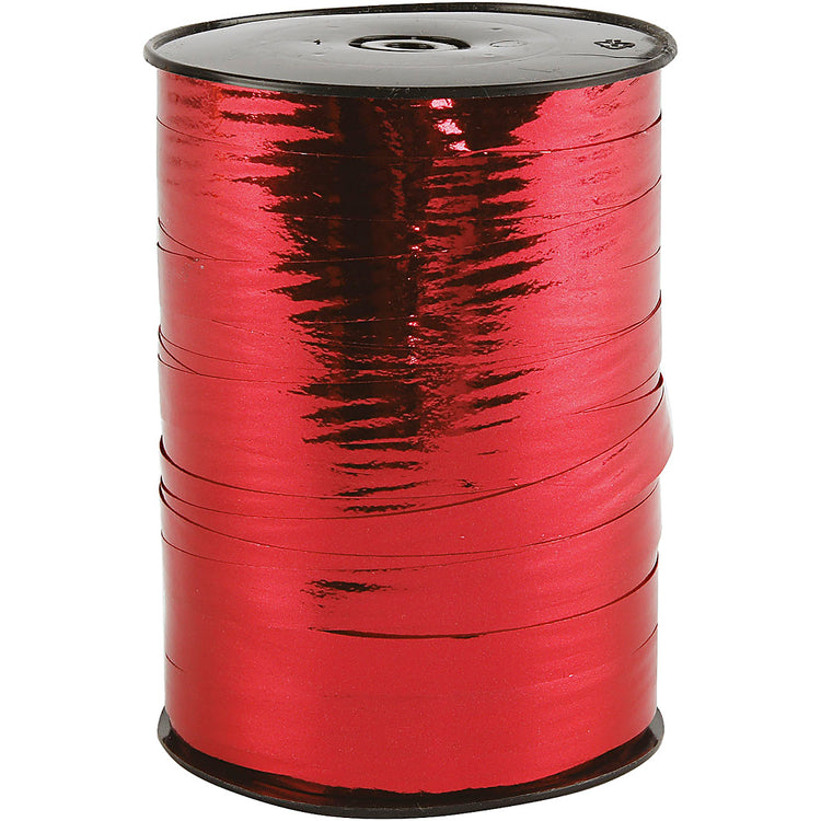 Ruban cadeau, l: 10 mm, brillant, rouge métallisé, 250 m 1 rouleau