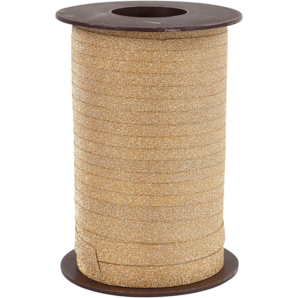 Ruban cadeau entreprise Creativ, l: 10 mm, paillettes, or, 100 m 1 rouleau