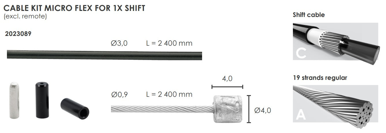 Kit de câble Elvedes Schakel Micro Flex Ø3.2 mm 2400 mm 2500 mm