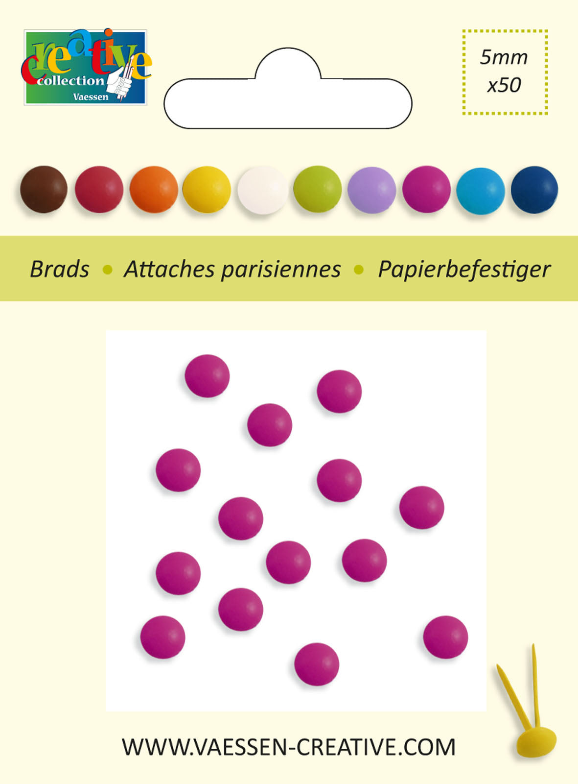 Vaessen creative • goupilles fendues 5mm fuchsia