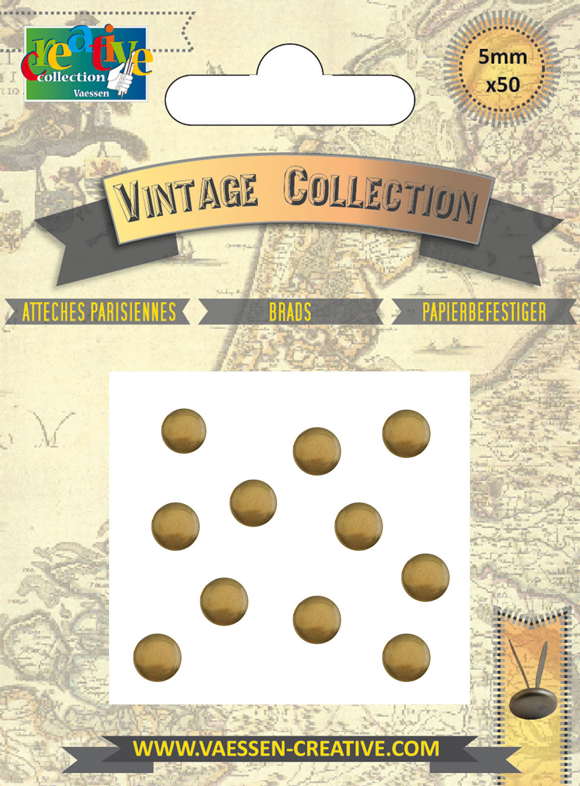 Vaessen creative • goupilles fendues vintage 5mm or antique