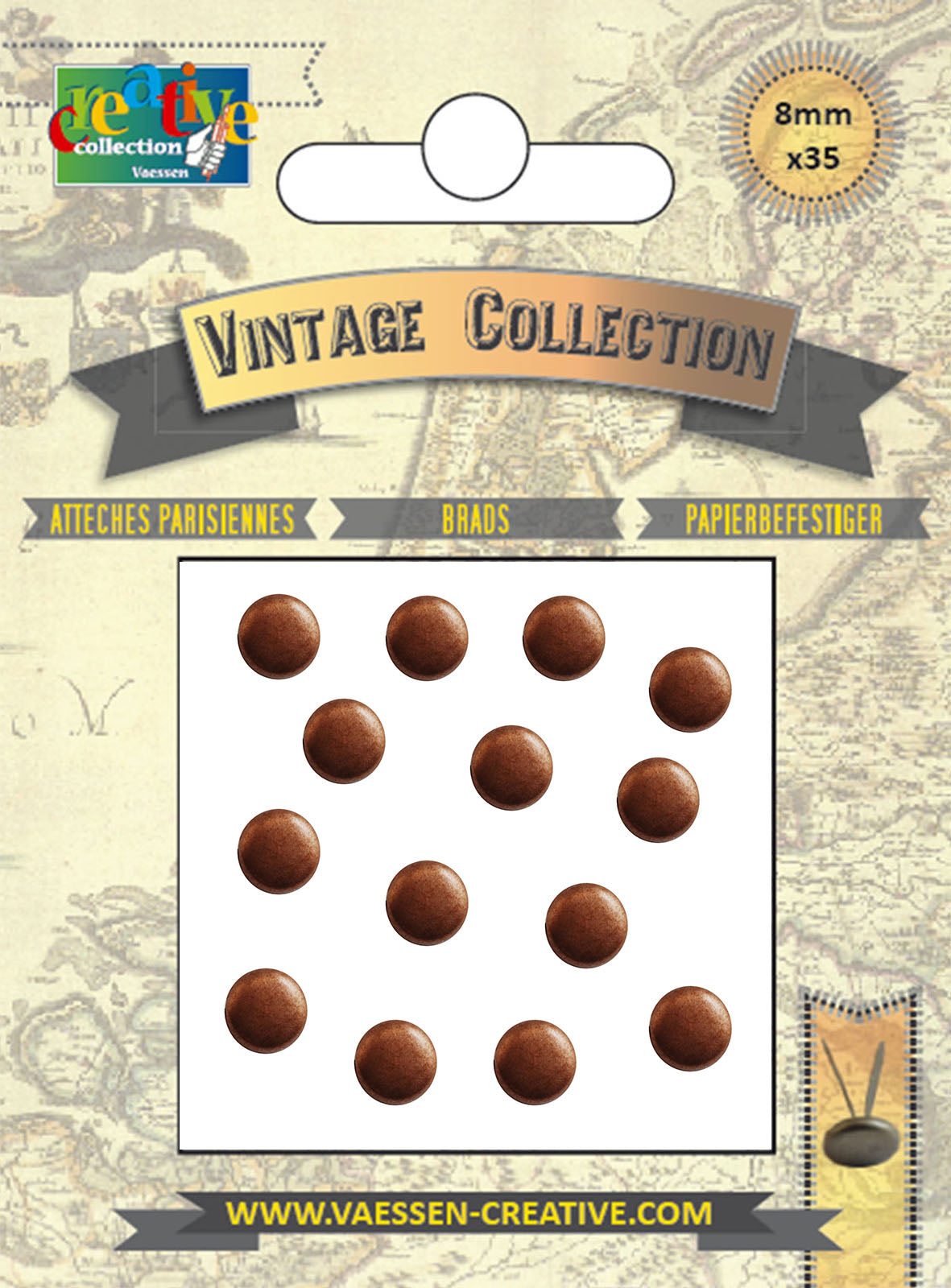 Vaessen creative • goupilles fendues vintage 8mm cuivre antique