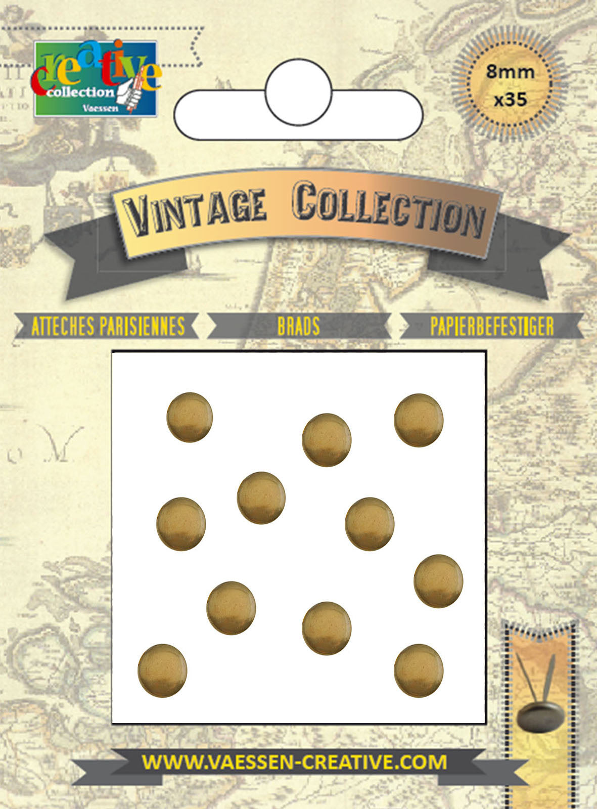 Vaessen creative • goupilles fendues vintage 8mm or antique