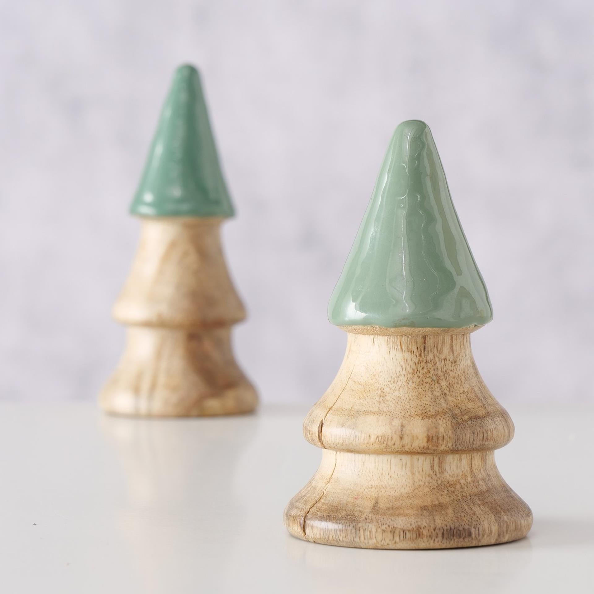 Boltze home sapins de Noël en bois lot de 2 pièces h11 et h13