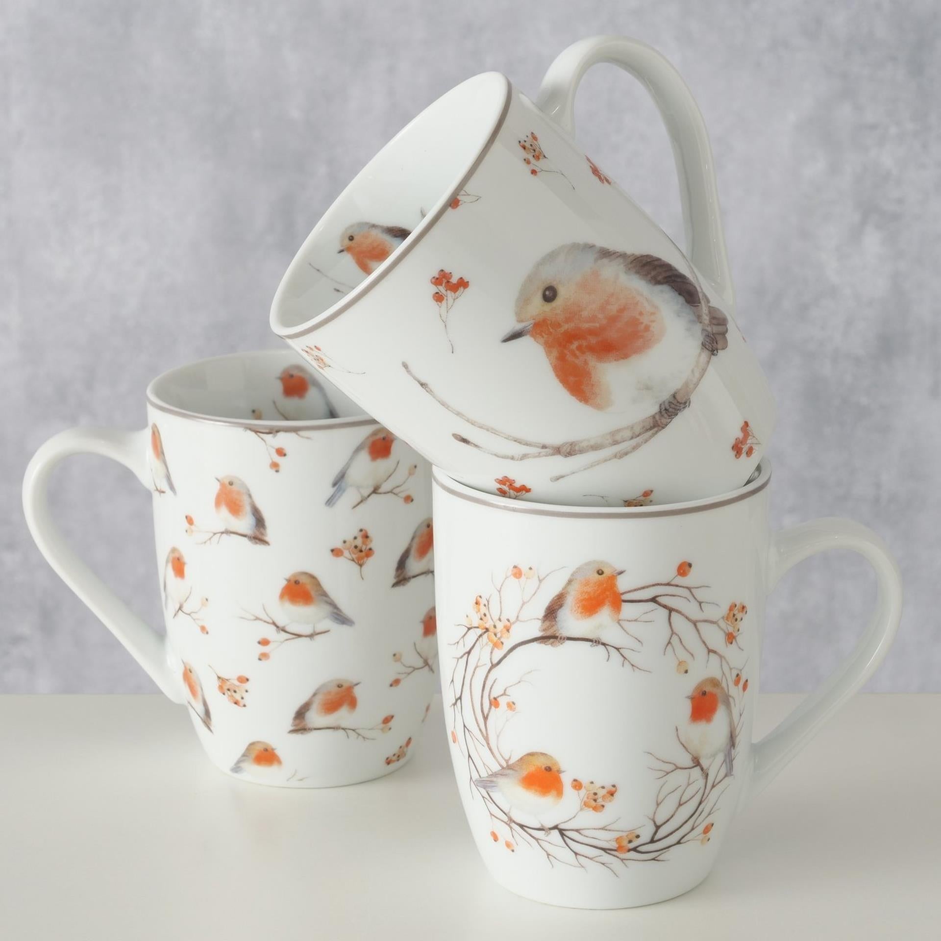 Boltze home tasse rubis robin 330ml porcelaine