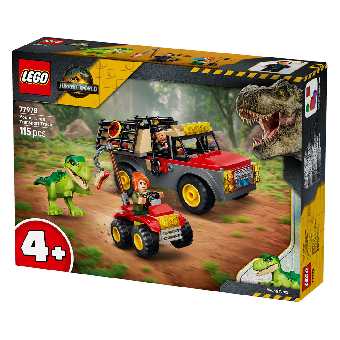 Lego monde jurassique jeune t. rex camion de transport jouets dinosaures pour enfants à partir de 4 ans 77978