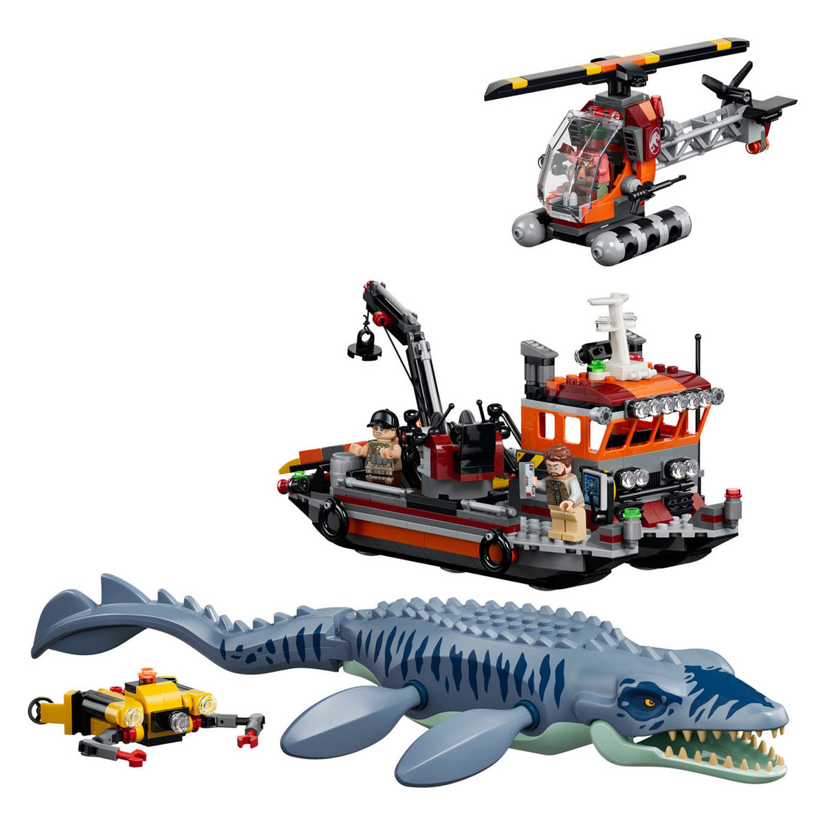 Lego Jurassic World Mosasaurus Boat Attack Dinosaur Jouets pour enfants 77983