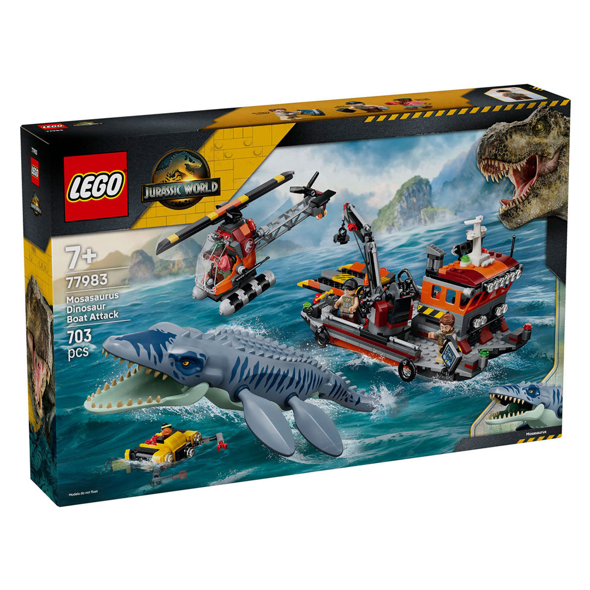 Lego Jurassic World Mosasaurus Boat Attack Dinosaur Jouets pour enfants 77983