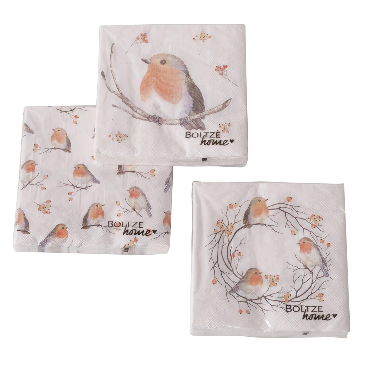 Boltze home serviettes rubis robin 20 pièces papier
