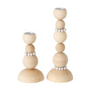 Boltze home bougeoir perles 2 pièces h20cm bois
