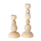 Boltze home bougeoir perles 2 pièces h20cm bois
