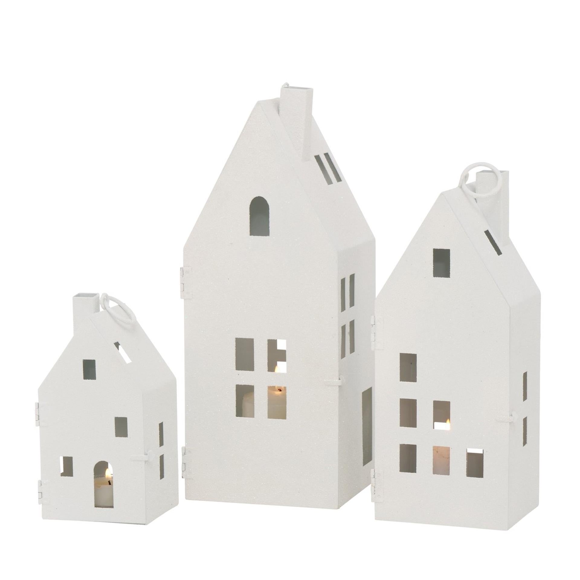Boltze home lanterne lot de 3 pièces en modèle maison blanc