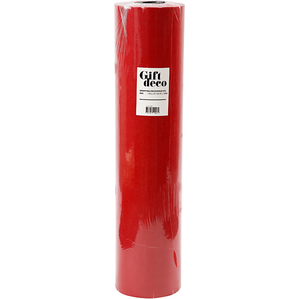 Papier cadeau Vivi Gade, l: 50 cm, 60 g, rouge, 100 m 1 rouleau