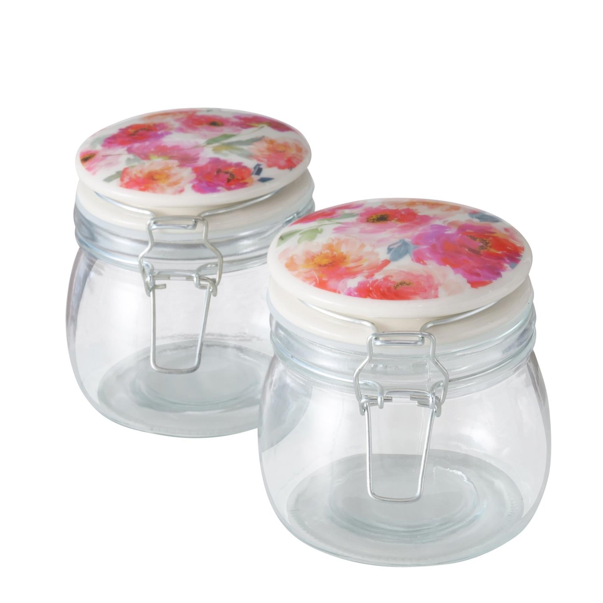 Boltze home pot de conservation en verre 450 ml avec couvercle fleur