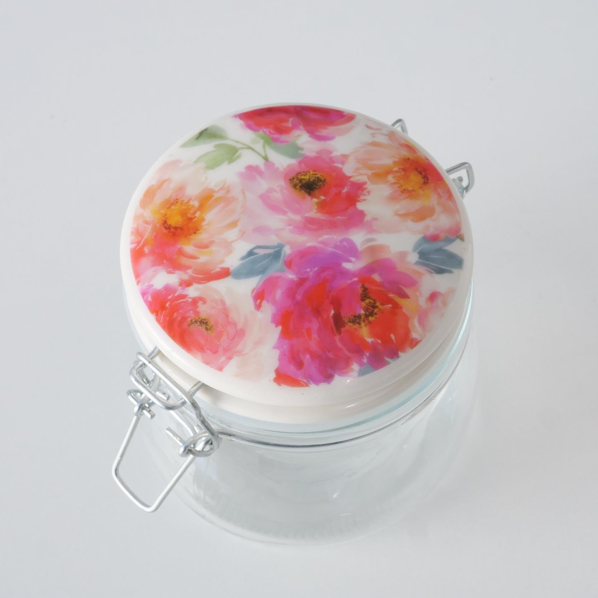 Boltze home pot de conservation en verre 450 ml avec couvercle fleur