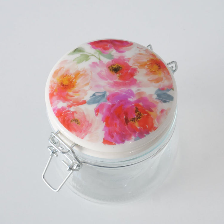 Boltze home pot de conservation en verre 450 ml avec couvercle fleur