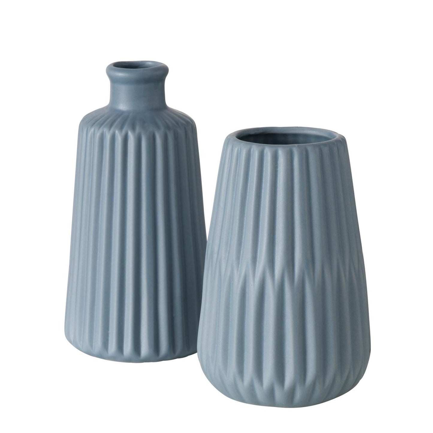 Boltze home vase nervuré en porcelaine h18cm bleu clair