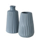 Boltze home vase nervuré en porcelaine h18cm bleu clair