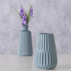 Boltze home vase nervuré en porcelaine h18cm bleu clair