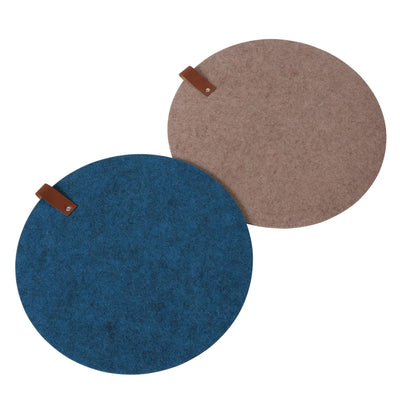 Boltze home set de table rond en feutre et cuir d38cm