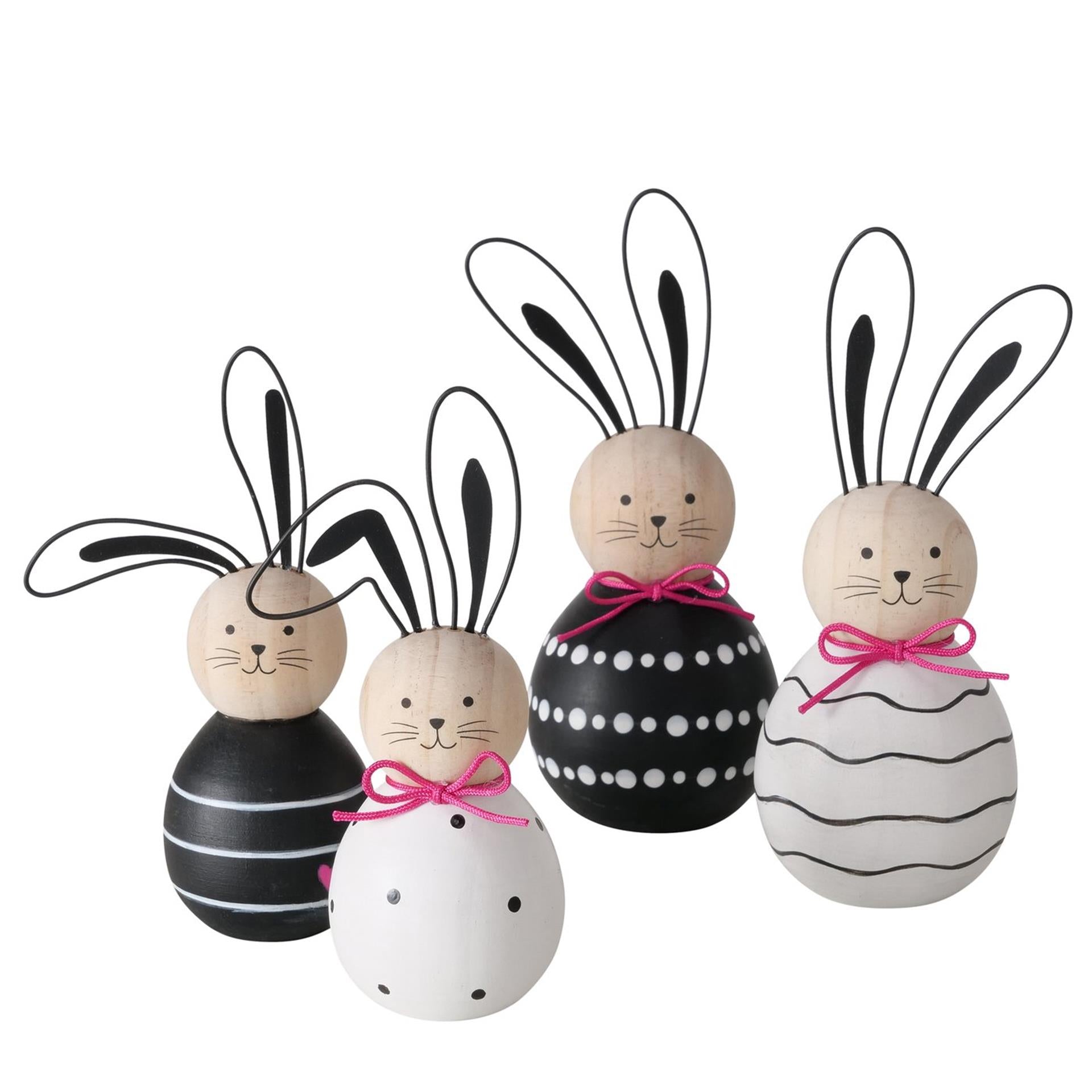 Boltze home statue bois lièvre heureux noir et blanc 2 pièces