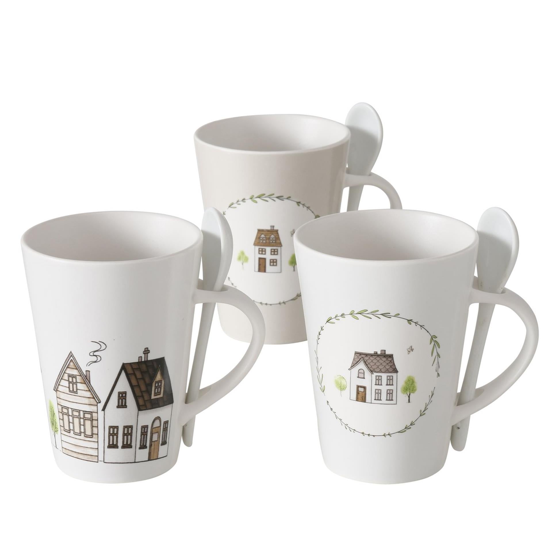 Tasse Boltze home avec motif maison avec cuillère 330ml