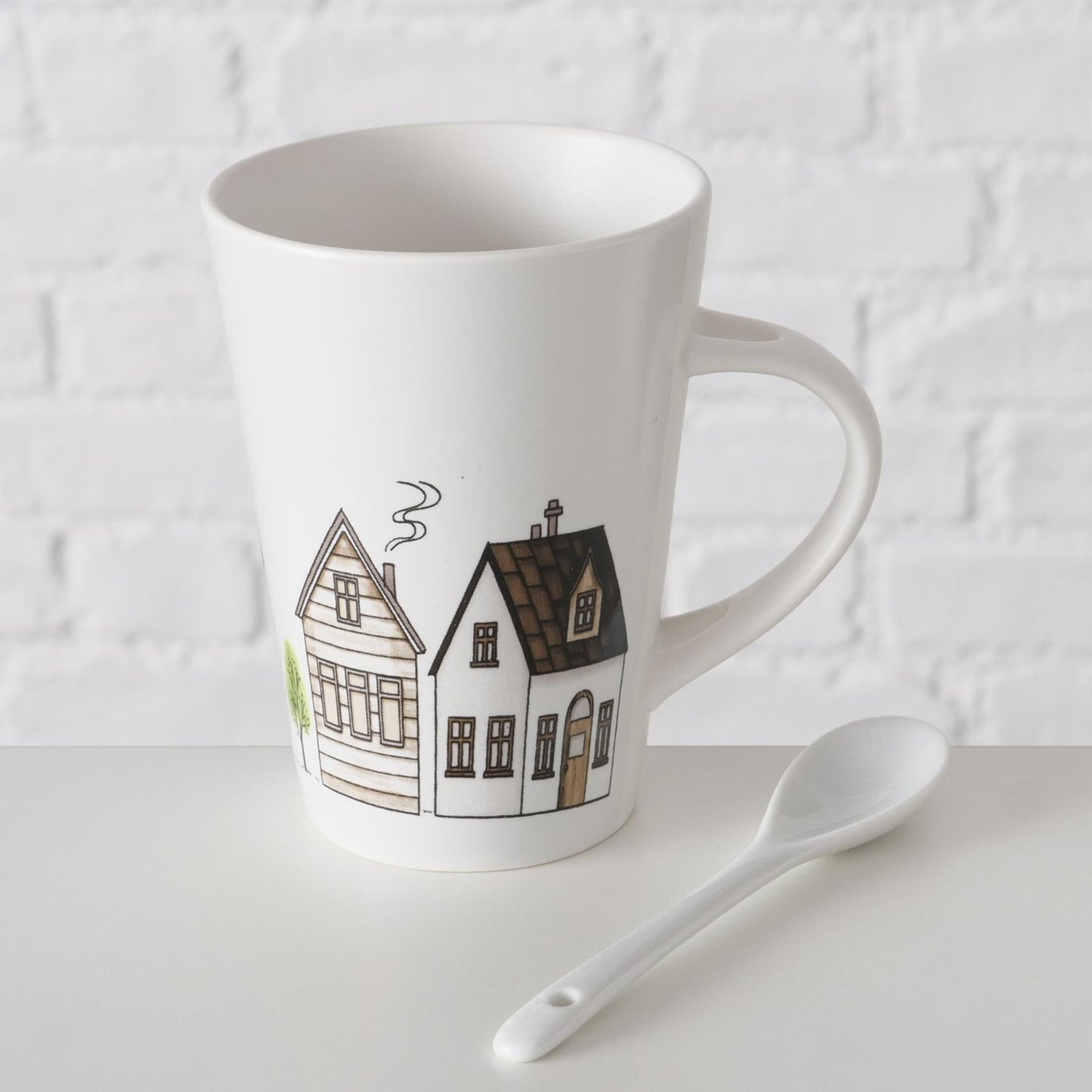 Tasse Boltze home avec motif maison avec cuillère 330ml